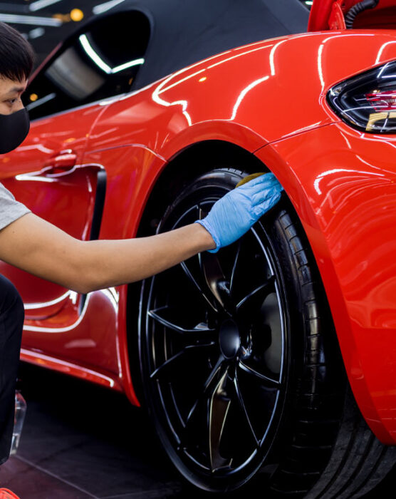 wheel rim protection red car